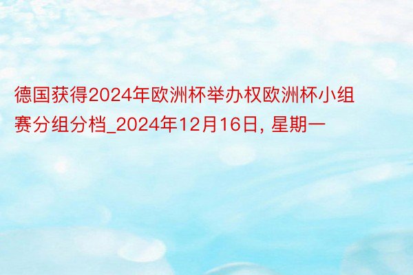 德国获得2024年欧洲杯举办权欧洲杯小组赛分组分档_2024年12月16日, 星期一